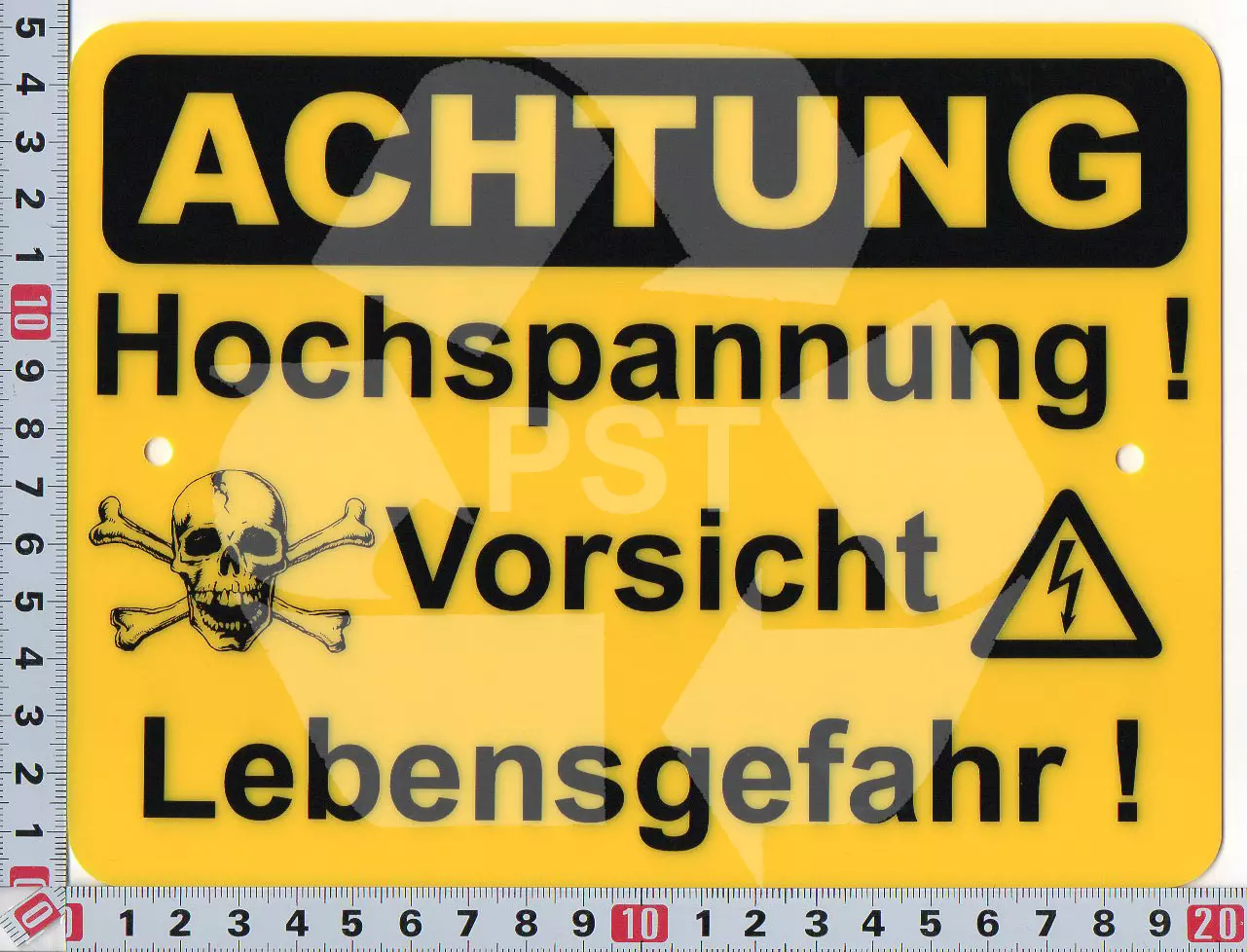 Vorsicht Hochspannung Schild A4 – Alu-Verbundplatte, Wasserfest, Für Innen & Außen