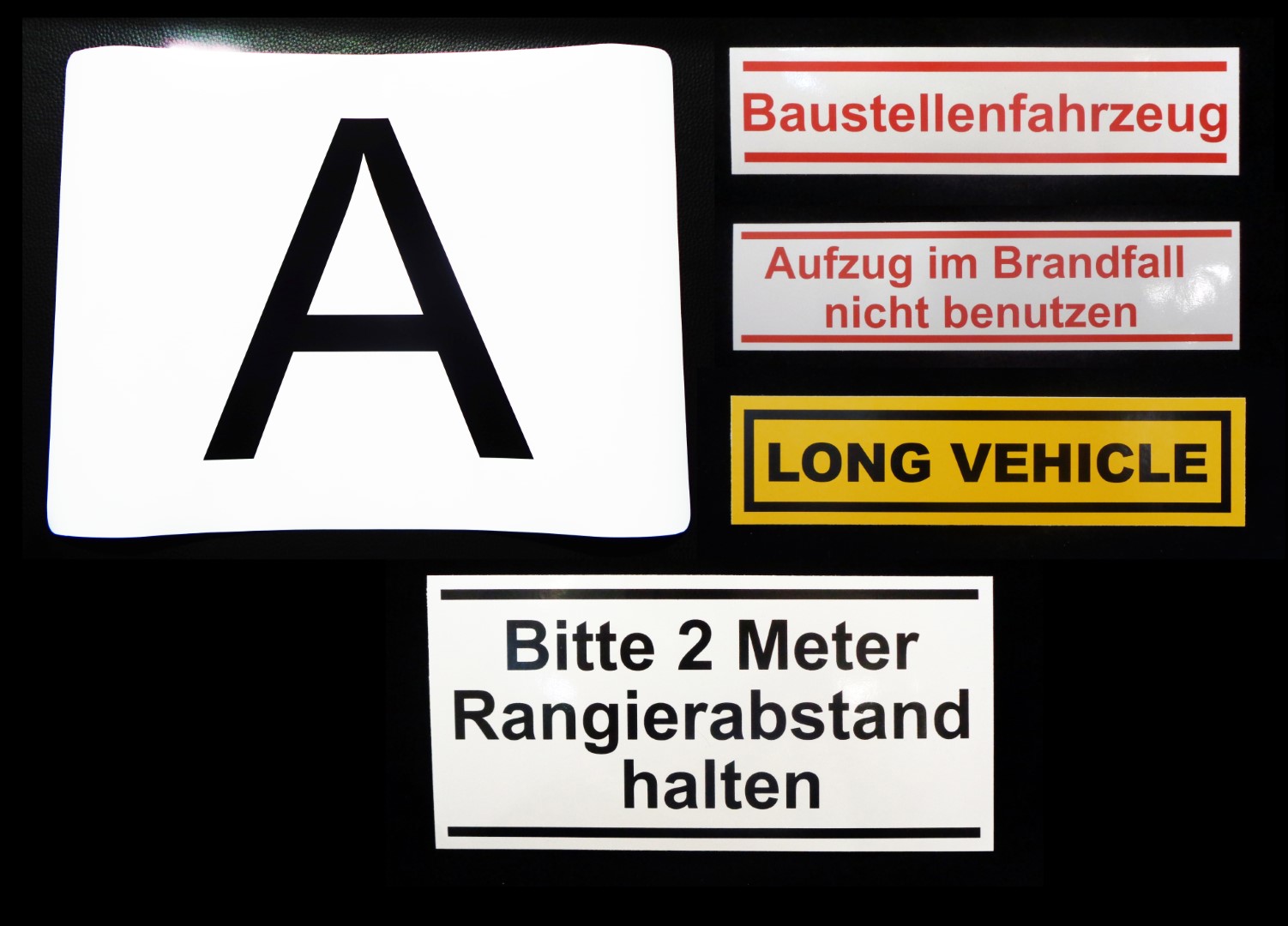 Abfalltransport Aufkleber Baustellenfahrzeug LONG VEHICLE Bitte 2