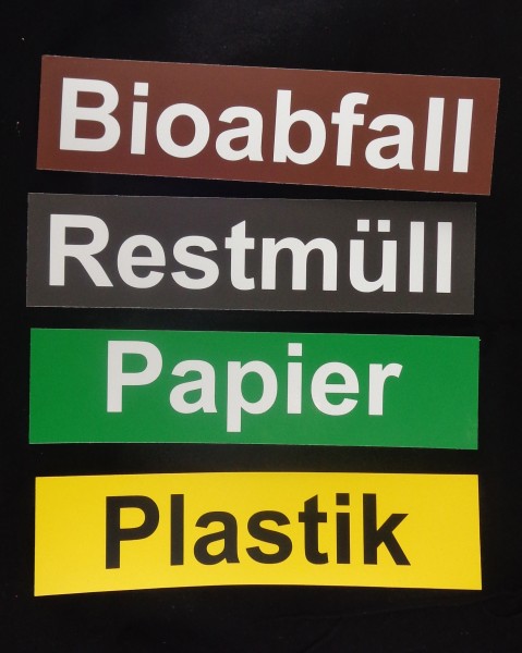 Bioabfall, Restmüll, Papier, Plastik